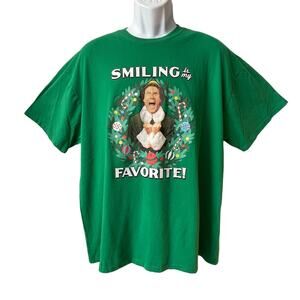 Elf the Movie Buddy SMILING IS MY FAVORITE Ugly Christmas Tee Shirt Size XL